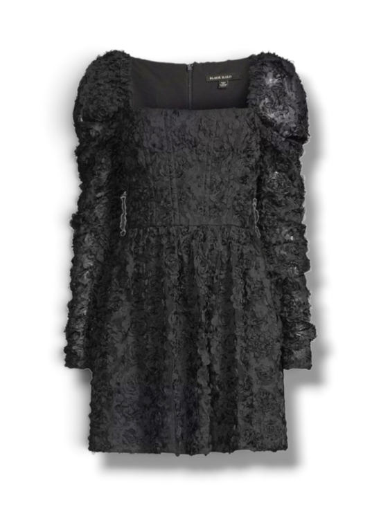 Black Halo Dresses & Skirts - Black Halo Alister Floral Corset Mini Dress Onyx Black Long Sleeve Sz 2